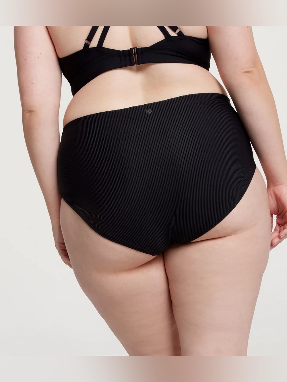 Plus Size Black Ribbed Bikini Bottom - Picture 3 of 4